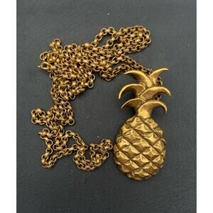 Vintage Lindsay Boyer Gold Tone Pineapple Pendant Necklace Signed